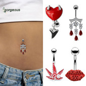 Pave Inkrustuotas raudonas cirkonis lūpų sagos žiedas širdies klevo lapų bambos auskarų vėrimas Nombril Auskarų vėrimas Moterų pilvo šokių papuošalai Dovanos
