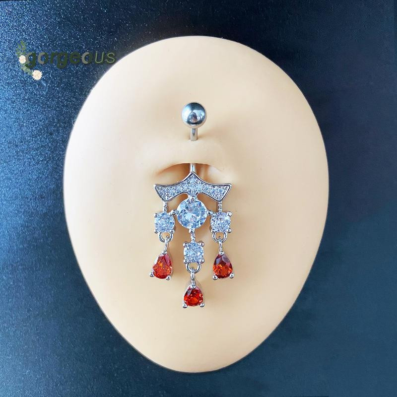 Pave Inkrustuotas raudonas cirkonis lūpų sagos žiedas širdies klevo lapų bambos auskarų vėrimas Nombril Auskarų vėrimas Moterų pilvo šokių papuošalai Dovanos