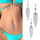 Inele pentru buric, cu zirconiu, cu strass, cu ciucuri, pentru femei, fete, sexy, piercing la buric, bijuterii pentru corp, inel pentru scut