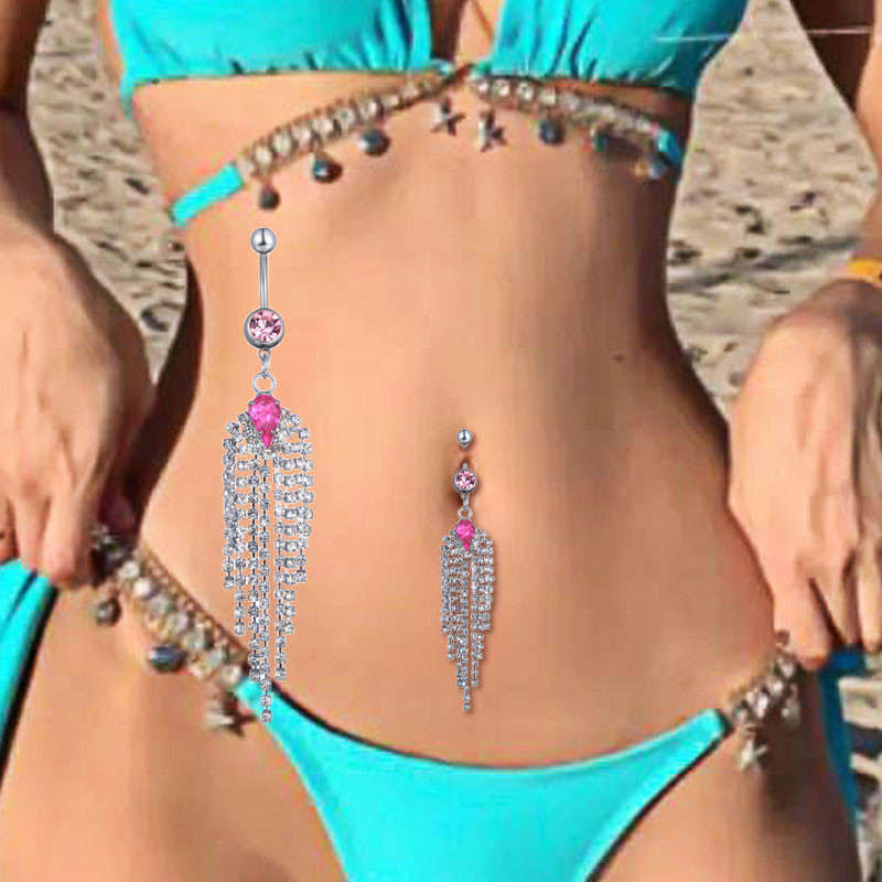 Inele pentru buric, cu zirconiu, cu strass, cu ciucuri, pentru femei, fete, sexy, piercing la buric, bijuterii pentru corp, inel pentru scut