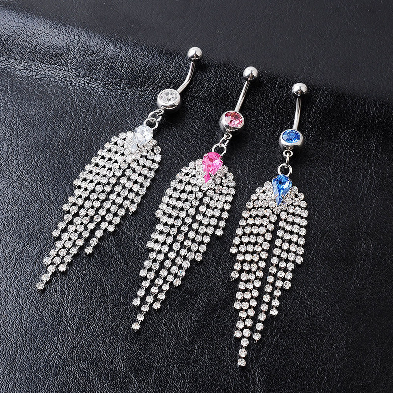 Inele pentru buric, cu zirconiu, cu strass, cu ciucuri, pentru femei, fete, sexy, piercing la buric, bijuterii pentru corp, inel pentru scut