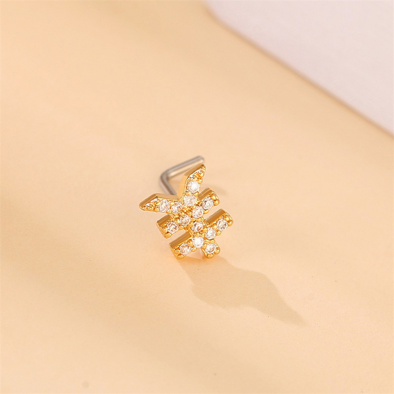 Särav kristallkullatud vask ninanupp 20G roostevabast terasest augustamine kang meeste naiste gooti ehted ninasõrmuse tarvikud