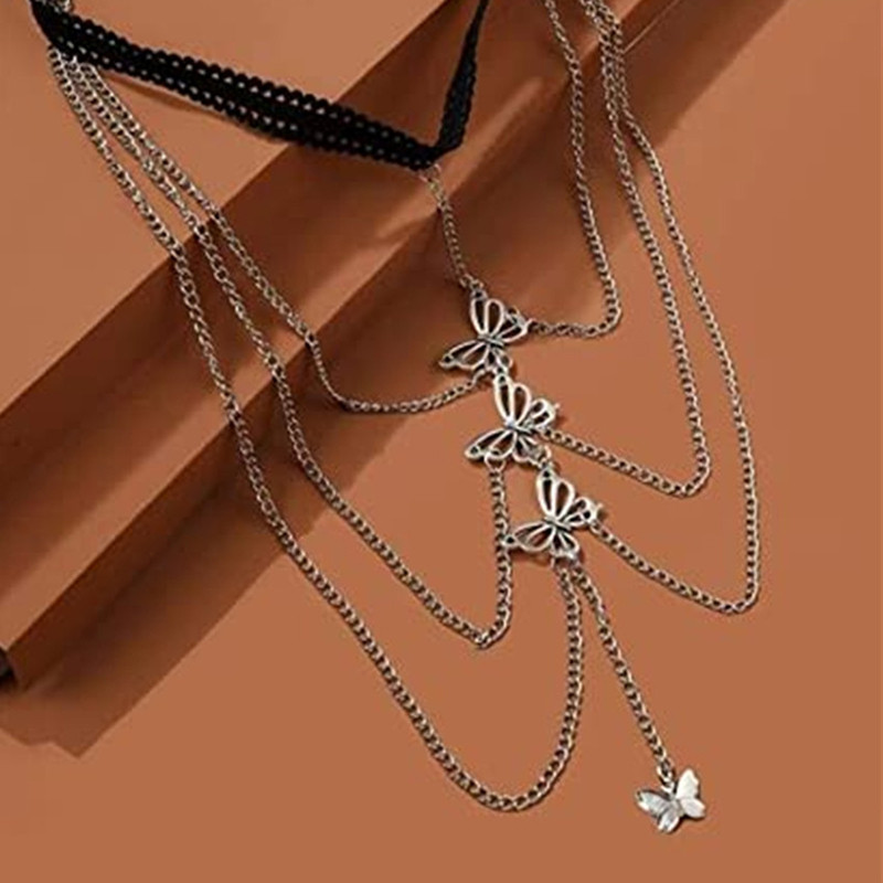 2023, la modă, lanț de metal pentru femei, lanț de picioare cu mai multe straturi, pentru femei, bijuterii de corp, lanț de coapsă cu pandantiv cu fluture boem
