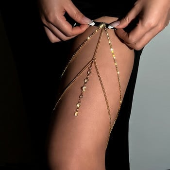 Нова очарователна дамска блестяща кристална верига за бедрата Верига за талията Дамска верига за крака Летен плаж Секси бикини Аксесоари за тяло Подарък