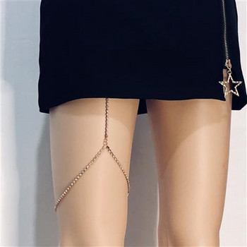 Модна еластична верига с кристали за крака Дамска модна верига с кристали за бедрата проста улична верига за плажни аксесоари