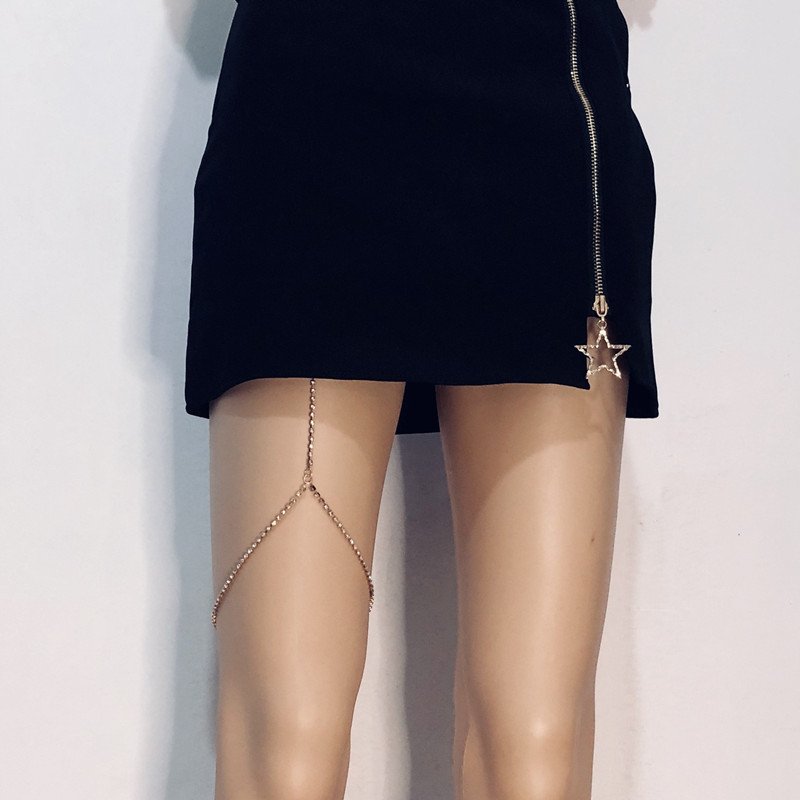 Modni rastezljivi lanac za noge s vještačkim kamenčićima, ženski modni lanac za bedra s vještačkim dijamantima, jednostavan ulični lanac za tapšanje za plažu