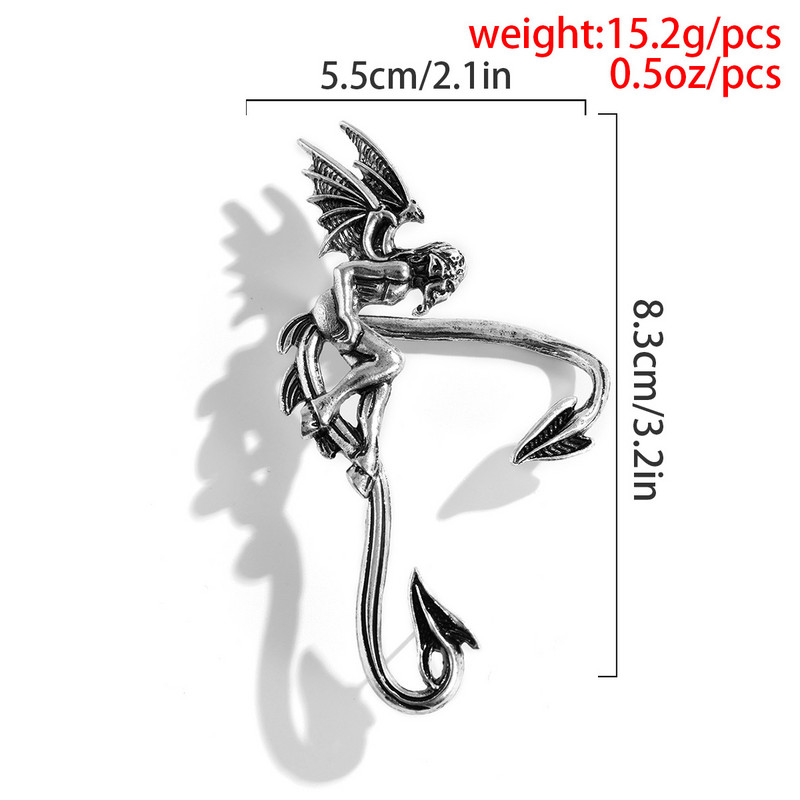 Punk liialdatud kolmemõõtmeline inglitiivad kõrvarõngad kõrvamansett naistele Retro draakon augustamata kõrvarõngad klambrid peoehted