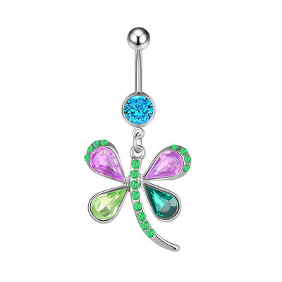 Spalvingi cirkonio bambos auskarų vėrimo papuošalai moterims Seksualių mergaičių pilvo šokių aksesuarai nerūdijančio plieno sagos žiedas Ombligo Y2k