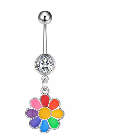 Spalvingi cirkonio bambos auskarų vėrimo papuošalai moterims Seksualių mergaičių pilvo šokių aksesuarai nerūdijančio plieno sagos žiedas Ombligo Y2k