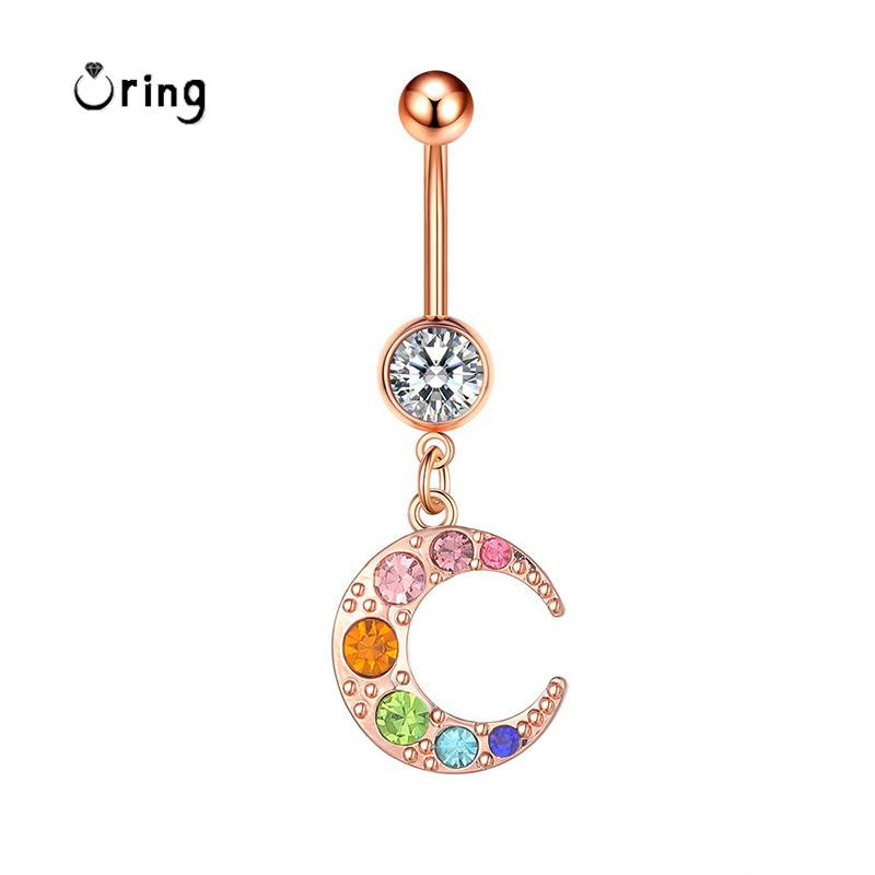Spalvingi cirkonio bambos auskarų vėrimo papuošalai moterims Seksualių mergaičių pilvo šokių aksesuarai nerūdijančio plieno sagos žiedas Ombligo Y2k