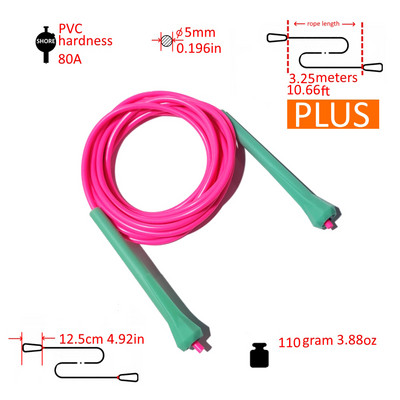 NEVERTOOLATE 12 cm maža rankena 95 gramai 5 mm x 2,8 m tvirta minkšta 80A PVC praleidžiamoji virvė šokinėjimo virvė vaikams suaugusiųjų fitneso pradedančiųjų pratimai