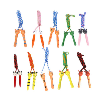 Детско въже за скачане, регулируемо памучно плетено въже за скачане с дървена дръжка за момчета и момичета, забавна играчка за фитнес тренировки