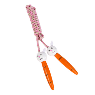 Vaikų šokinėjimo virvė, reguliuojama medvilninė šuolio virvė su medine rankena, skirta berniukų ir mergaičių kūno rengybos treniruotėms, linksmas žaislas