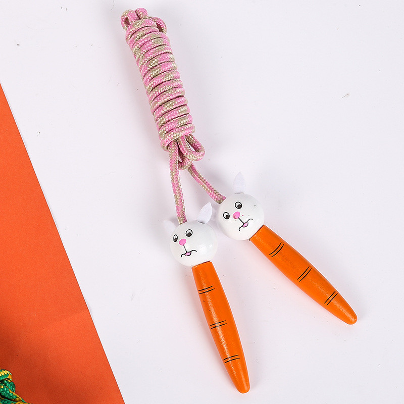 Vaikų šokinėjimo virvė, reguliuojama medvilninė šuolio virvė su medine rankena, skirta berniukų ir mergaičių kūno rengybos treniruotėms, linksmas žaislas