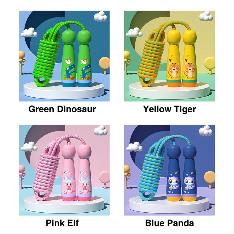 Lapsed hüppenööriga õuetegevus Lasteaiamäng Lapsed armsad koolipuidust käepidemega õpilase kingitus, reguleeritav hüppe multifilm