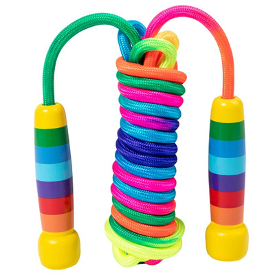 Reguliuojama šokinėjimo virvė su medine rankena mergaitėms berniukams, pratimai lauke F2TC