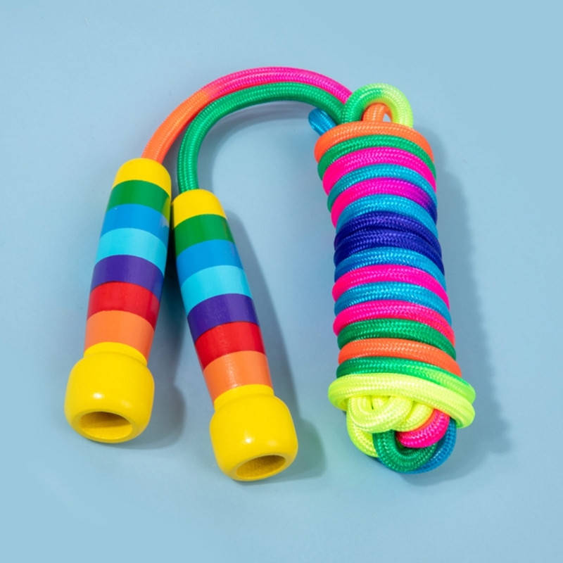 Reguliuojama šokinėjimo virvė su medine rankena mergaitėms berniukams, pratimai lauke F2TC