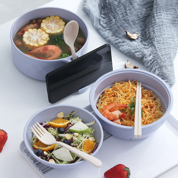 6 τεμάχια/σετ Μεγάλο μπολ δημιουργικού στιγμιαίου φλιτζάνι νουντλ με κάλυμμα Μπαμπού Fiber Bento Box Student Κουτί μεσημεριανού γεύματος Σετ μπολ σούπας Noodle Bowl