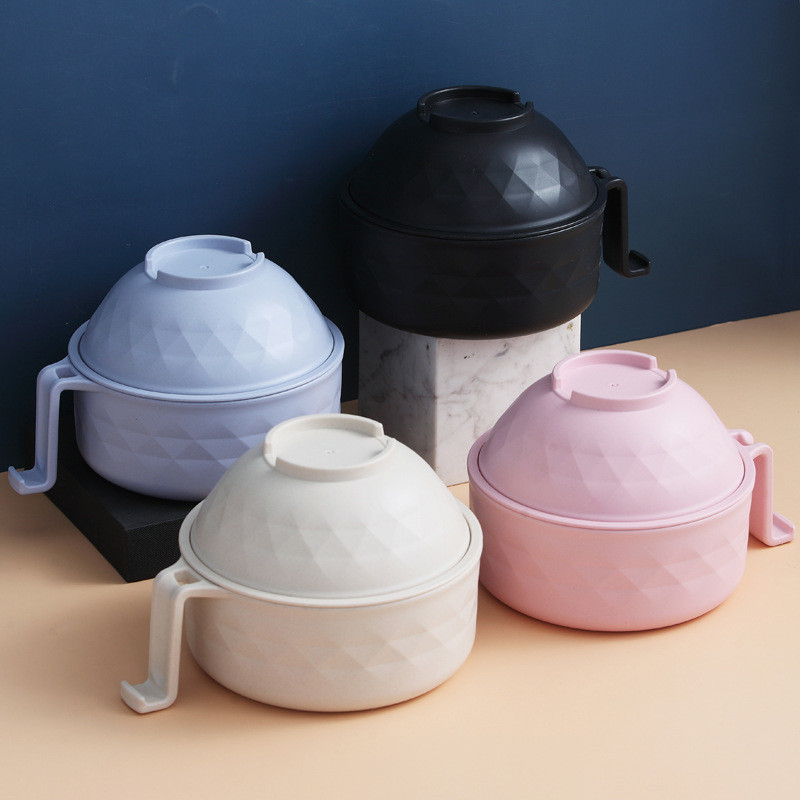 6 tk/komplekti suur loominguline kiirnuudlikauss koos kaanega bambuskiust Bento Box õpilaste lõunakarbiga nuudlikaussi supikaussi komplekt