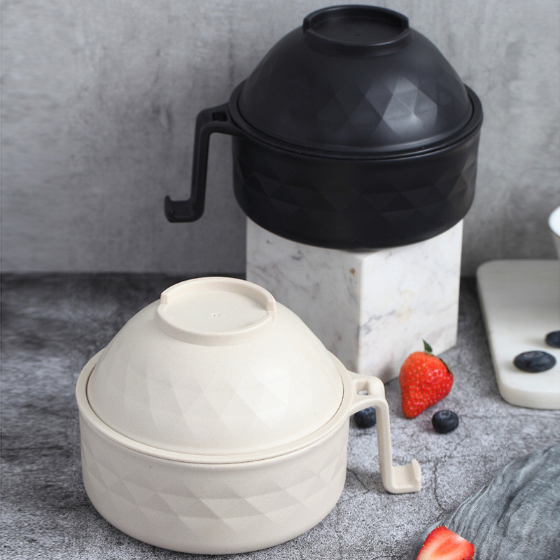 6 tk/komplekti suur loominguline kiirnuudlikauss koos kaanega bambuskiust Bento Box õpilaste lõunakarbiga nuudlikaussi supikaussi komplekt