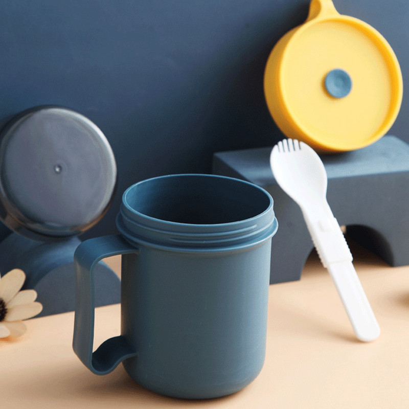 Šalica za doručak sa žitaricama Zobena kaša s poklopcem Žlica Šalica za mikrovalnu Mlijeko Prijenosna japanska šalica za juhu za ručak za kuhinjske alate