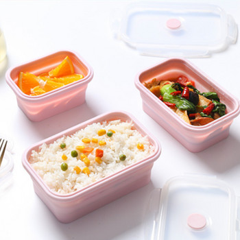 350-850 мл силиконова кутия за обяд Контейнер за съхранение на храна за микровълнова фурна, преносима купа, нагревателна кутия за обяд, къмпинг, външна кутия