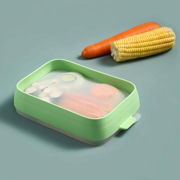 Силиконова кутия за обяд Свеж правоъгълен контейнер за храна Полупрозрачен подреждащ се хранителен клас Голям капацитет Подходящ за микровълнова фурна за Lef