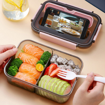 Кутия за обяд Bento за деца Преносима работна Съхранение на храна Закуска Изолирана защита от течове Приготвяне на закуски в микровълнова фурна Съдържа
