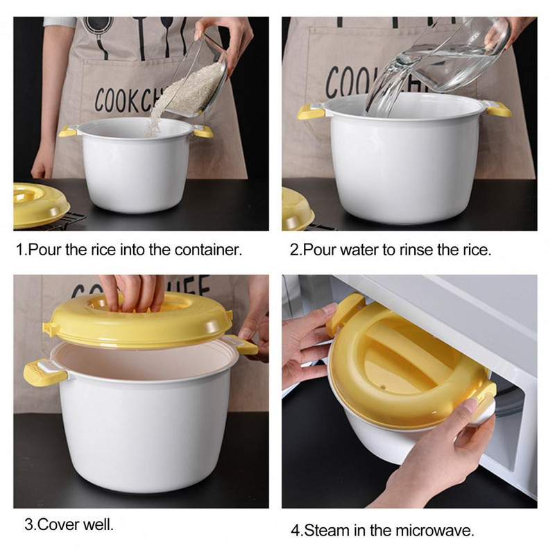 Mikrobangų ryžių garintuvas Gera izoliacija Bento priešpiečių dėžutė Ryžių garinimo puodas Mikrobangų krosnelė ryžių viryklė Daržovių nešiojamas virtuvės indas