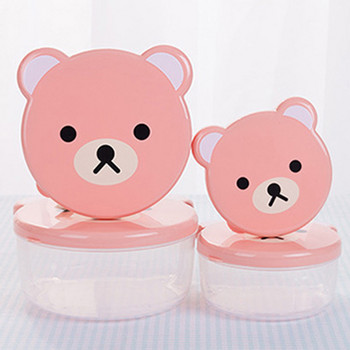 4 τμχ Cute Bento Box για Παιδιά Εξωτερική Αποθήκευση Τροφίμων Δοχείο Σχολικό Γραφείο πικ-νικ Πλαστικό Κινούμενα σχέδια Μαθητικό Κουτί Γεύμα Σκεύος