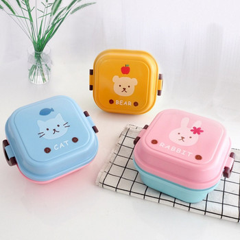 Kid Cartoon Kittyed Bento Lunch Box Πλαστικό κουτί αποθήκευσης Fresh Keeping Snack Food Organizer Χαριτωμένα οικιακά σκεύη κουζίνας