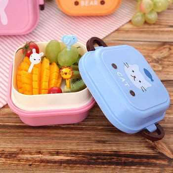 Kid Cartoon Kittyed Bento Lunch Box Πλαστικό κουτί αποθήκευσης Fresh Keeping Snack Food Organizer Χαριτωμένα οικιακά σκεύη κουζίνας