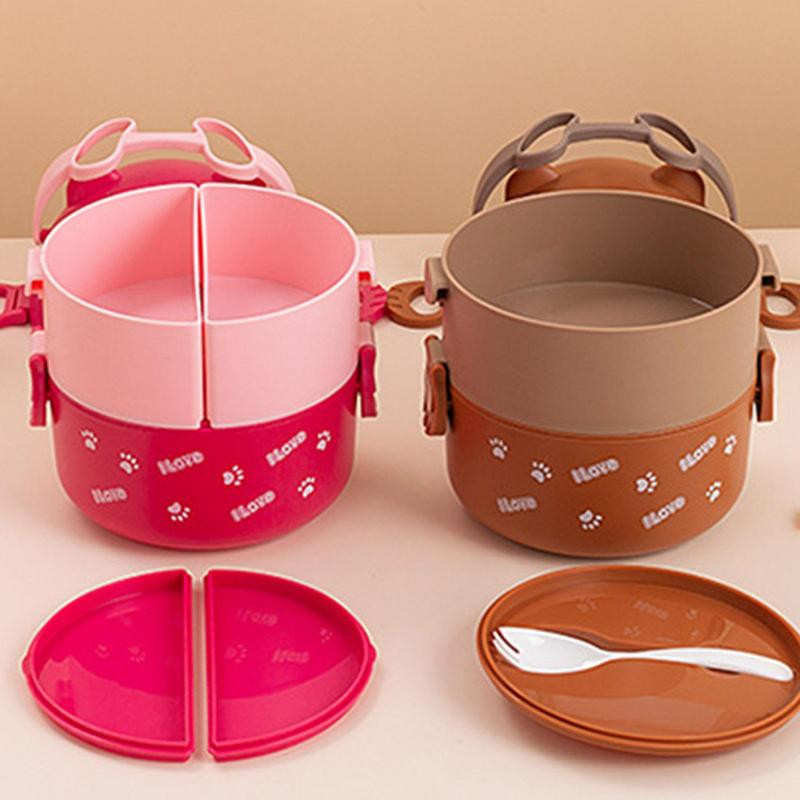 Lõunakarbi kaasaskantav isoleeritud lõunasöögikonteinerite komplekt Virnastatav Bento Cartoon prill-karukujuline toidu hoiukonteiner lastele