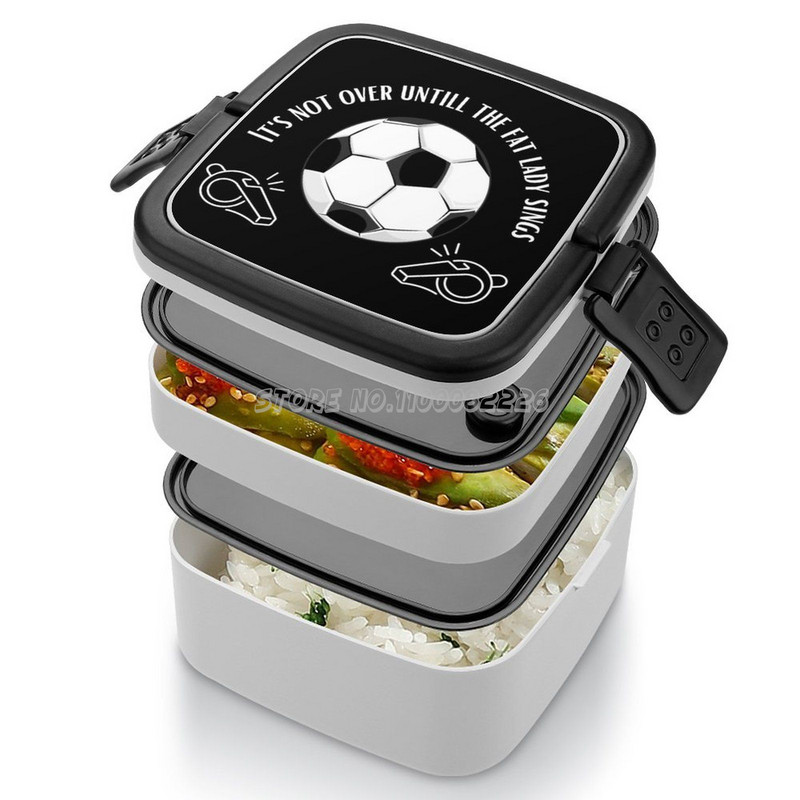 Dar nesibaigs, kol storoji ponia dainuos dvisluoksnę Bento dėžutę Nešiojama priešpiečių dėžutė vaikams Mokykloje stora moteris dainuos futbolą