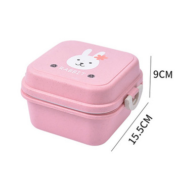 Cute Animal Lunch Box Διπλής στρώσης Στρογγυλό Mini Bento Box Παιδικό κουτί φρούτων Κουτί σνακ Φούρνος μικροκυμάτων Παιδικό δοχείο φαγητού Σερβίτσιο