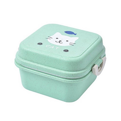 Cutie de prânz drăguță pentru animale, mini cutie bento rotundă, cu două straturi, cutie cu fructe pentru copii, cutie pentru gustări, cuptor cu microunde, container pentru alimente pentru copii, veselă