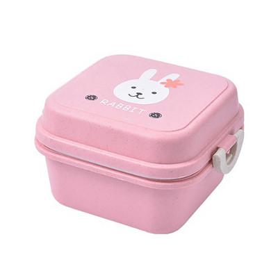 Cutie de prânz drăguță pentru animale, mini cutie bento rotundă, cu două straturi, cutie cu fructe pentru copii, cutie pentru gustări, cuptor cu microunde, container pentru alimente pentru copii, veselă