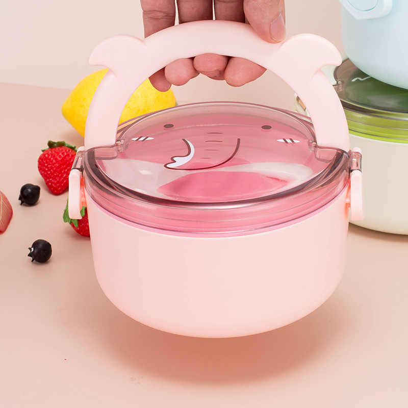 800/1600 ml prijenosna kutija za ručak, slatka okrugla crtana posuda za hranu u mikrovalnoj pećnici za djecu, djecu, školske urede Kawaii Bento kutije