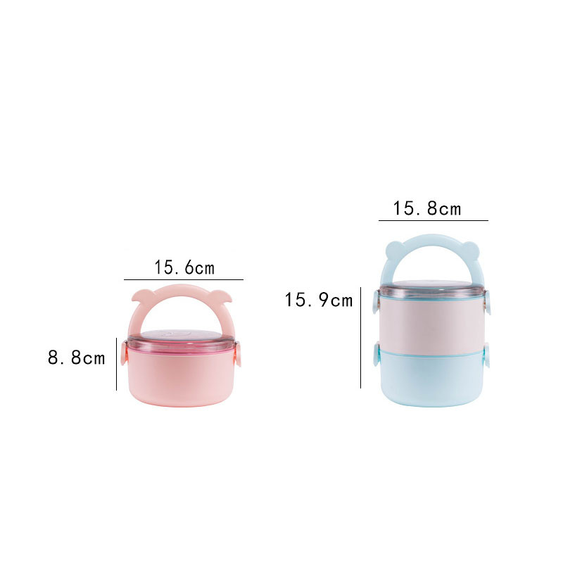 800/1600 ml prijenosna kutija za ručak, slatka okrugla crtana posuda za hranu u mikrovalnoj pećnici za djecu, djecu, školske urede Kawaii Bento kutije