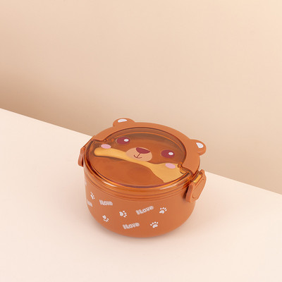 Cute Panda Thermal Bento Kutija za ručak za djecu Prijenosni dvoslojni okrugli mini spremnici za mikrovalnu pećnicu s crtićima za pohranu hrane