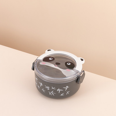 Cute Panda Thermal Bento Kutija za ručak za djecu Prijenosni dvoslojni okrugli mini spremnici za mikrovalnu pećnicu s crtićima za pohranu hrane