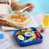 Bento Lunch Box 2-διαμερισμάτων Κουτί φαγητού διπλής στρώσης με δοχείο σάλτσας επαναχρησιμοποιήσιμο Spork στεγανό για διαρροές Beto Box Home