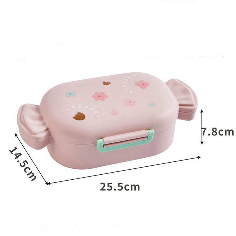 Priešpiečių dėžutė be kvapo Maisto klasės Bento dėžutė Animacinis filmas, lengvai valomas 2 tinkleliai maisto konteinerių pakuotė ryžiai PP medžiaga saldainių formos pietų dėžutė