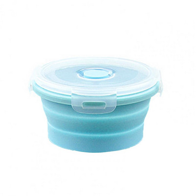350/500/800/1200 ml kerek szilikon ebédlődoboz, mikrohullámú sütőben biztonságos, összecsukható, zárt fedéllel ellátott, hordozható hűtőszekrény Bento élelmiszertartály
