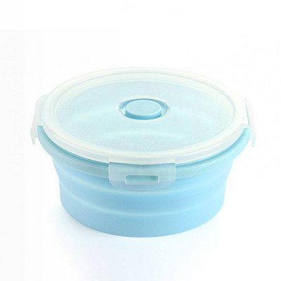 350/500/800/1200 ml kerek szilikon ebédlődoboz, mikrohullámú sütőben biztonságos, összecsukható, zárt fedéllel ellátott, hordozható hűtőszekrény Bento élelmiszertartály