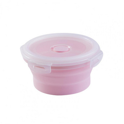 350/500/800/1200 ml kerek szilikon ebédlődoboz, mikrohullámú sütőben biztonságos, összecsukható, zárt fedéllel ellátott, hordozható hűtőszekrény Bento élelmiszertartály