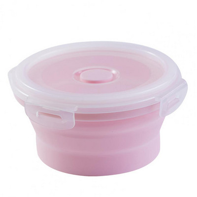 350/500/800/1200 ml kerek szilikon ebédlődoboz, mikrohullámú sütőben biztonságos, összecsukható, zárt fedéllel ellátott, hordozható hűtőszekrény Bento élelmiszertartály