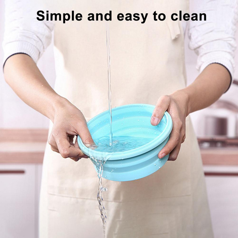 350/500/800/1200 ml kerek szilikon ebédlődoboz, mikrohullámú sütőben biztonságos, összecsukható, zárt fedéllel ellátott, hordozható hűtőszekrény Bento élelmiszertartály