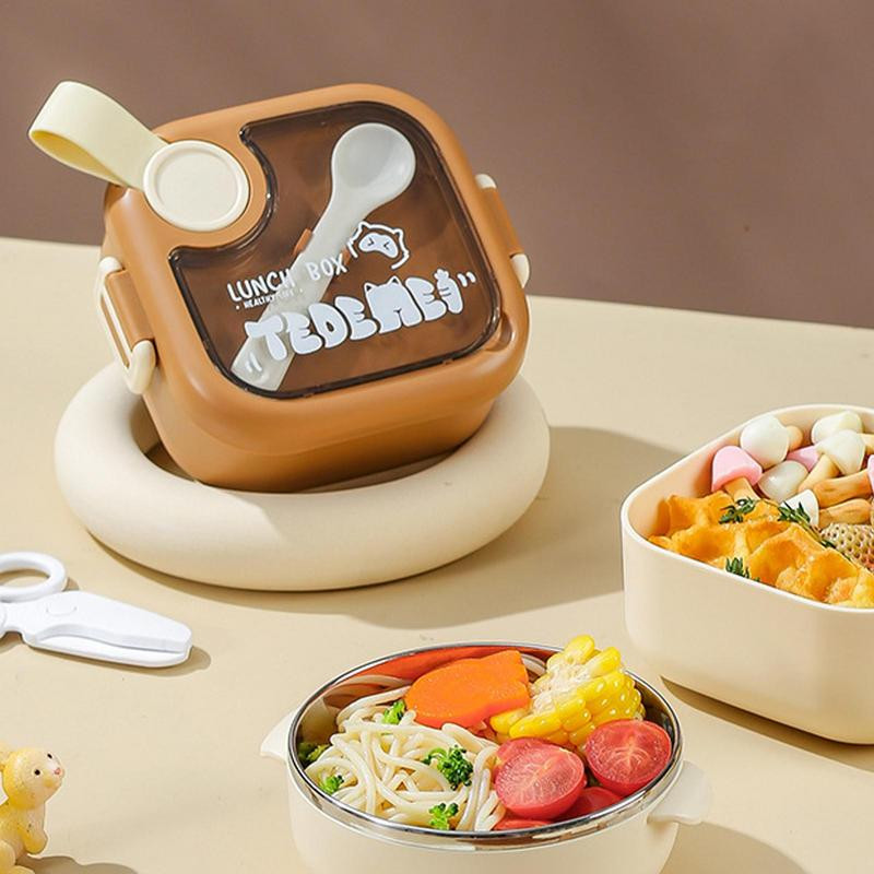 Priešpiečių dėžutės nešiojamasis izoliuotas nerūdijančio plieno pietų indas Vakuminis puodelis Sukraunamas Bento Box termoso sriubos puodelis vaikams mokyklai