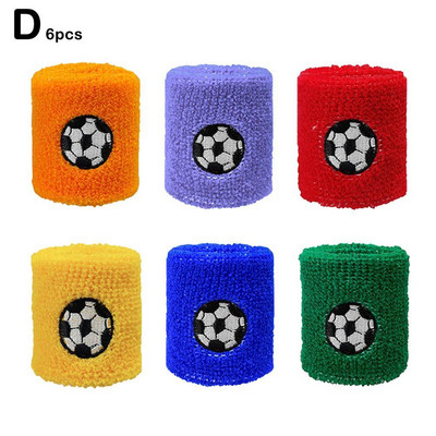 6PCS Šarene pamučne sportske narukvice za djecu Štitnik za znojnice za trčanje, badminton, košarka Terry znojnica
